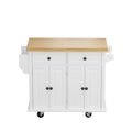 Kitchen Island Cart with Two Storage Cabinets and Two white-mdf