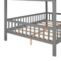 Full Size Wood House Bed With Fence, Gray Gray Solid Wood