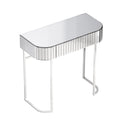 Mirrored Vanity Table, Mirrored Dressing Table, Stainless Steel Glossy Frame Desk For Bedroom Studio Office Gray Striped Mirrored Silver Glass