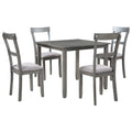 5 Piece Dining Table Set Industrial Wooden Kitchen Table And 4 Chairs For Dining Room Grey Gray Solid Wood