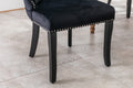 Set Of 2 Black Velvet Upholstered Wing Back