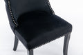 Set Of 2 Black Velvet Upholstered Wing Back