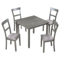 5 Piece Dining Table Set Industrial Wooden Kitchen Table And 4 Chairs For Dining Room Grey Gray Solid Wood