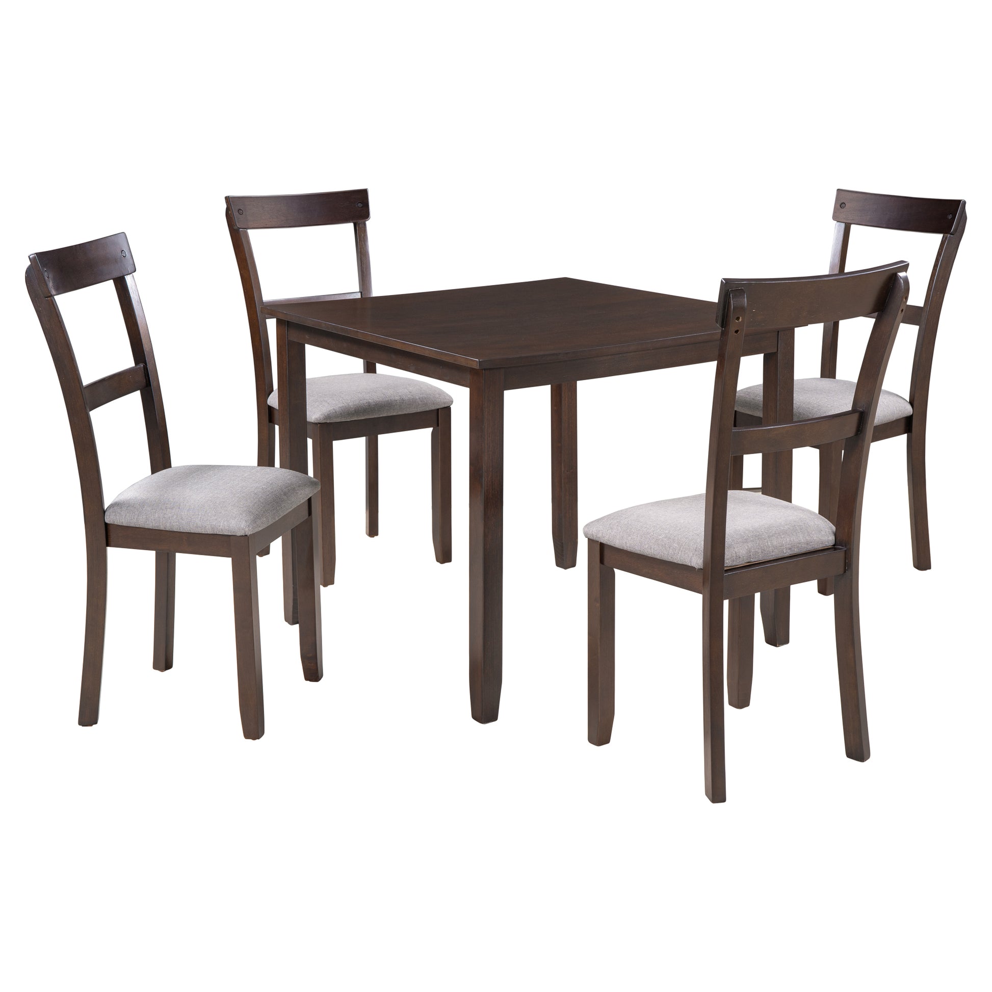 5 Piece Dining Table Set Industrial Wooden Kitchen Table And 4 Chairs For Dining Room Espresso Espresso Solid Wood