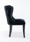 Set Of 2 Black Velvet Upholstered Wing Back