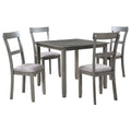 5 Piece Dining Table Set Industrial Wooden Kitchen Table And 4 Chairs For Dining Room Grey Gray Solid Wood