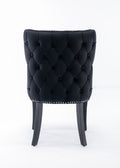 Set Of 2 Black Velvet Upholstered Wing Back