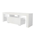 Entertainment Tv Stand, Large Tv Stand Tv Base Stand With Led Light Tv Cabinet. White 50 59 Inches Mdf