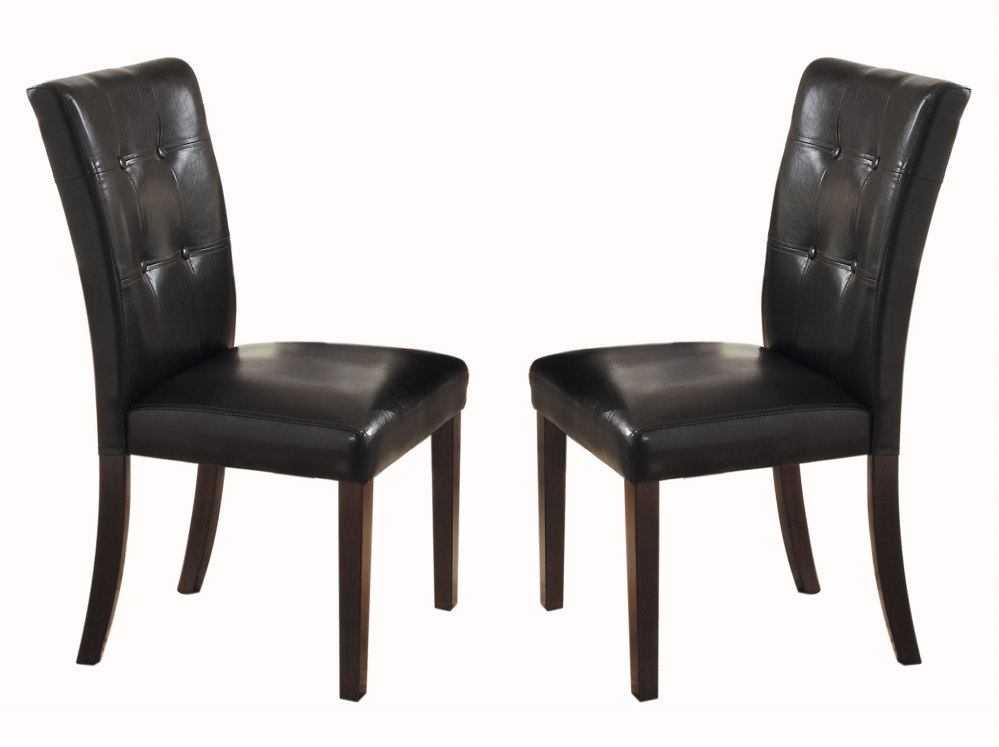 Button Tufted Side Chairs Set of 2pc Wood Frame