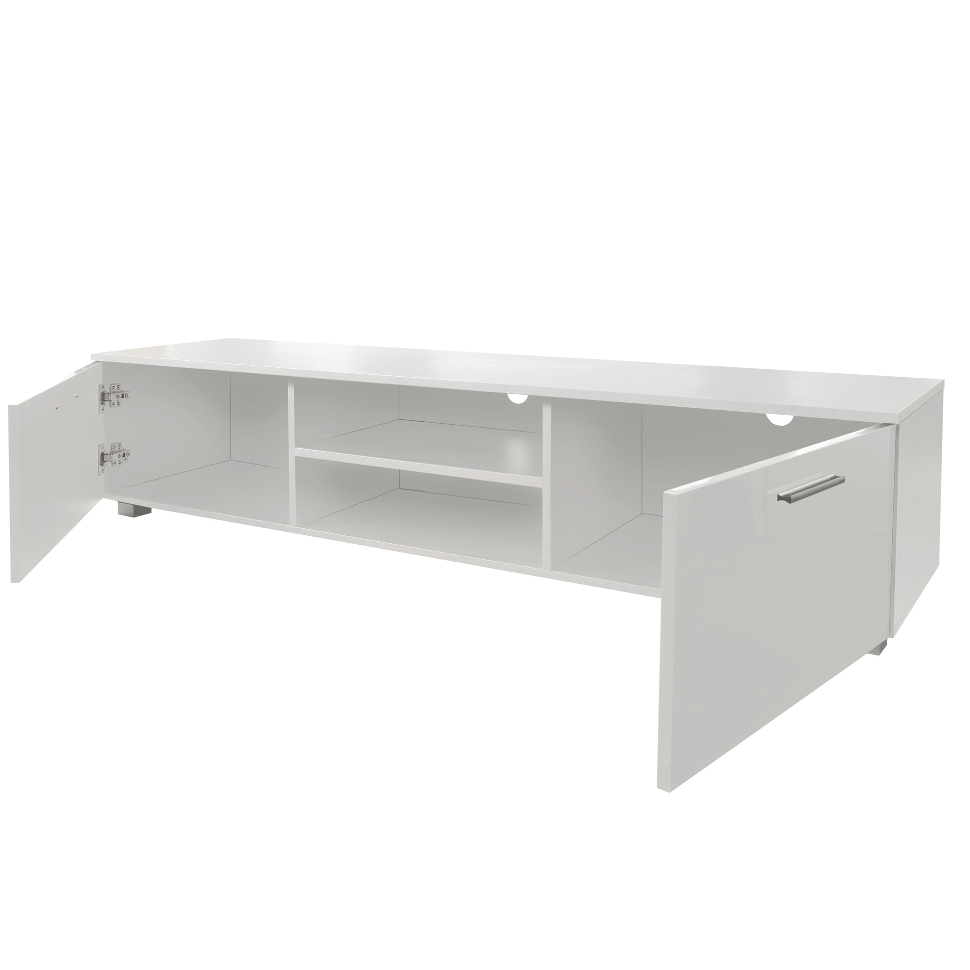 White Tv Stand For 70 Inch Tv Stands, Media Console Entertainment Center Television Table, 2 Storage Cabinet With Open Shelves For Living Room Bedroom White Mdf