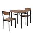 Modern 3 Piece Round Dining Table Set With Drop Leaf And 2 Chairs For Small Places,Black Frame Rustic Brown Finish Rustic Brown Solid Back Seats 2 Metal Dining Room Drop Leaf Folding Modern 4 Leg Round Dining Table With Chair Metal