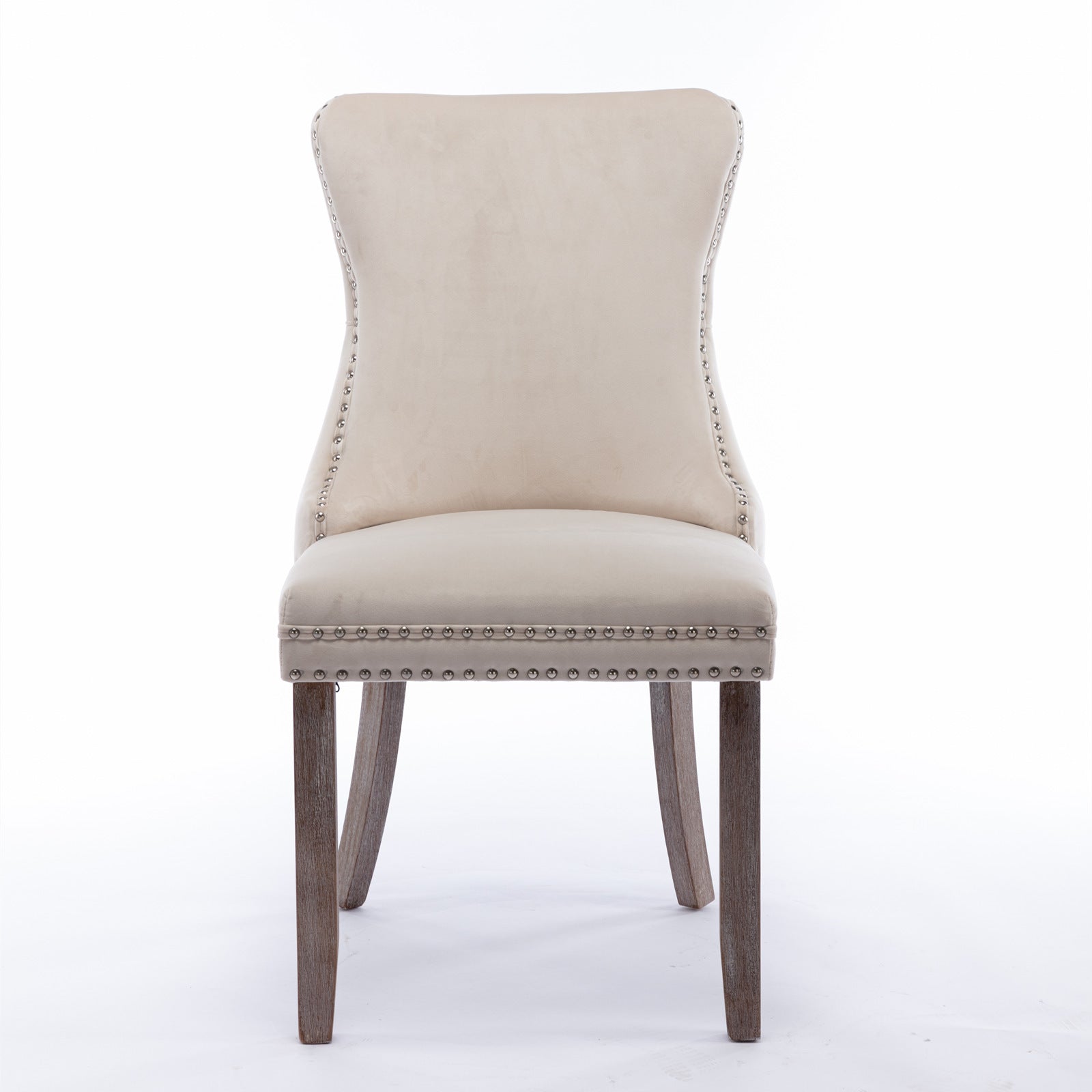 Upholstered Wing Back Dining Chair With Backstitching Trim And Solid Wood Legs,Set Of 2, Beige,Sw8809Bg,Kd Beige Dining Room American Design Rubberwood Foam Velvet