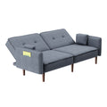 Futon Sofa Bed With Solid Wood Leg In Grey Fabric Grey Foam Fabric