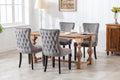 Upholstered Wing Back Dining Chair With Backstitching Trim And Solid Wood Legs,Set Of 2, Gray,Sw8809Gy, Kd Gray Dining Room American Design Rubberwood Foam Velvet