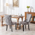 Upholstered Wing Back Dining Chair With Backstitching Trim And Solid Wood Legs,Set Of 2, Gray,Sw8809Gy, Kd Gray Dining Room American Design Rubberwood Foam Velvet