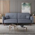 Futon Sofa Bed With Solid Wood Leg In Grey Fabric Grey Foam Fabric