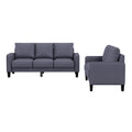 Modern Living Room Furniture Sofa In Dark Grey Fabric 2 3 Seat Dark Gray Foam Fabric