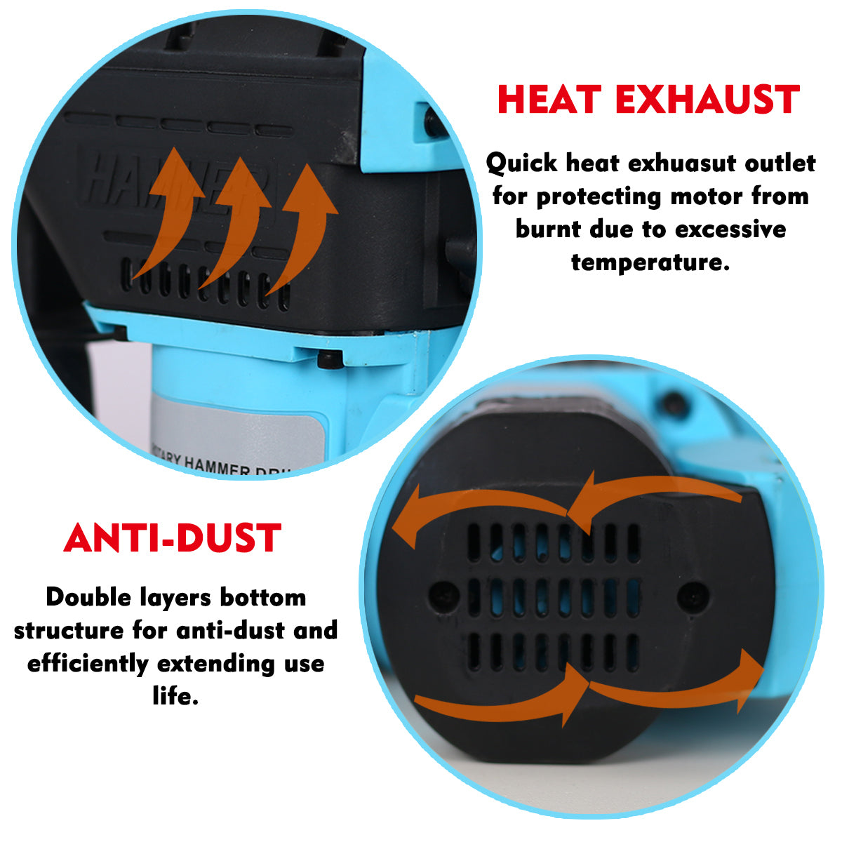 Rotary Hammer 1100W Blue Black 1 1 2" Sds Plus Rotary Hammer Drill 3 Functions Black Blue Metal