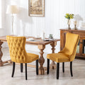 Upholstered Wing Back Dining Chair With Backstitching Trim And Solid Wood Legs,Set Of 2, Golden, Sw8809Gl Gold Dining Room American Design Rubberwood Foam Velvet