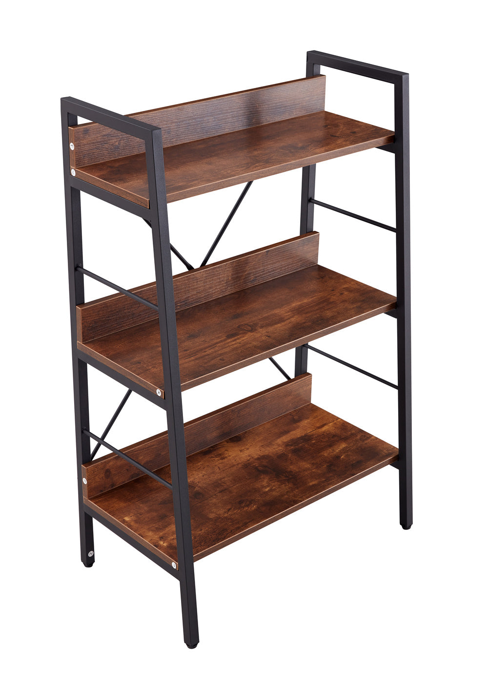 Dn 3&4 Layer Display Bookshelf H Ladder Shelf Storage Shelves Rack Shelf Unit Metal Frame, Tigger, 2 Pc Per 2 Cartons Brown Mdf