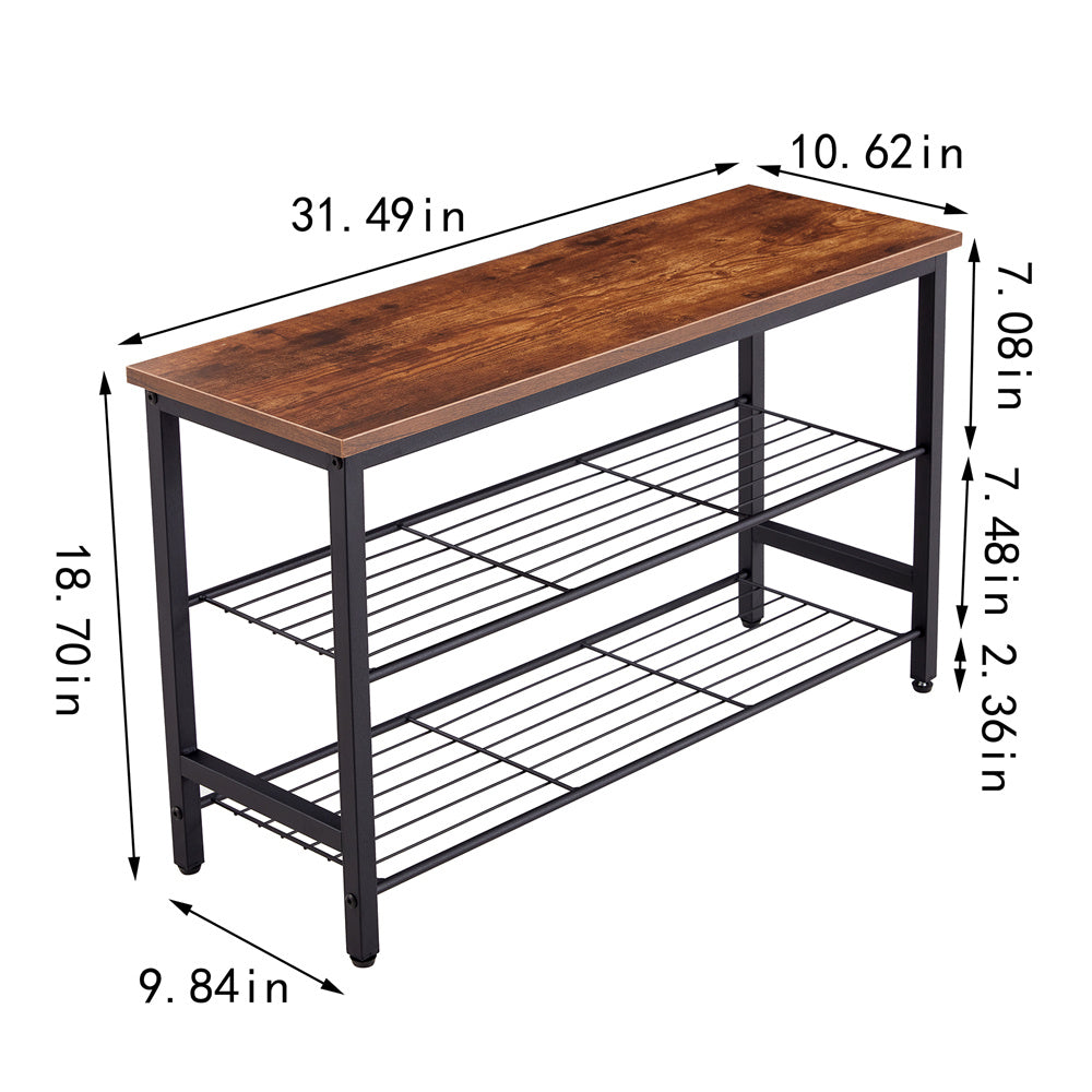 Dn 3 & 4 Tier Metal Shoe Rack, Modern Multifunctional Shoe Storage Shelf With Mdf Top Board, 1 Pc Per Carton, 2Pc 2Ctn Brown Mdf