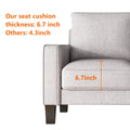 Modern Living Room Furniture L Shape Sofa With Ottoman In Light Grey Fabric Light Grey Foam Fabric