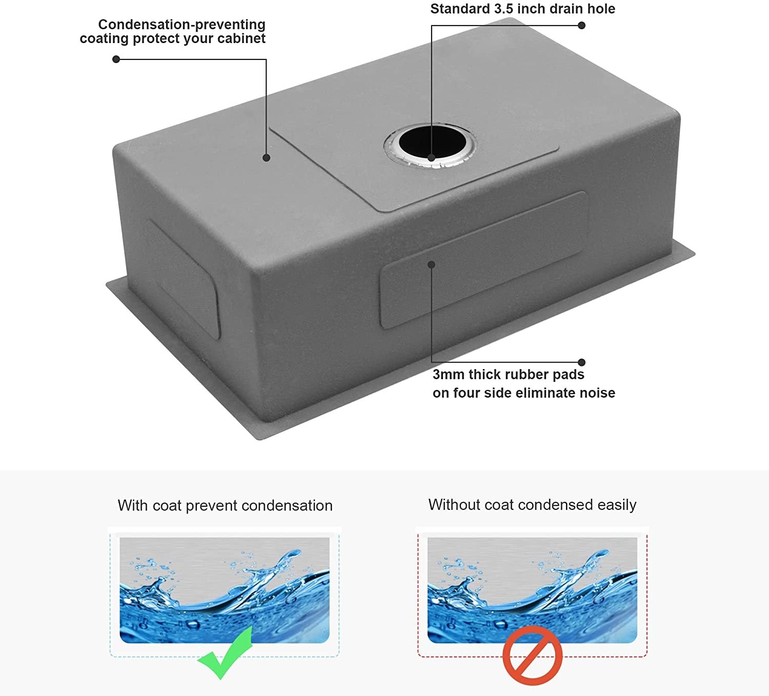 32" L X 18" W Undermount Kitchen Sink With Sink Grid Gunmetal Black Stainless Steel