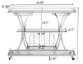 Contemporary Chrome Bar Cart with Wine Rack