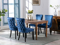 Upholstered Wing Back Dining Chair With Backstitching Trim And Solid Wood Legs,Set Of 2, Blue,Sw8809Bl, Kd Blue Dining Room American Design Rubberwood Foam Velvet