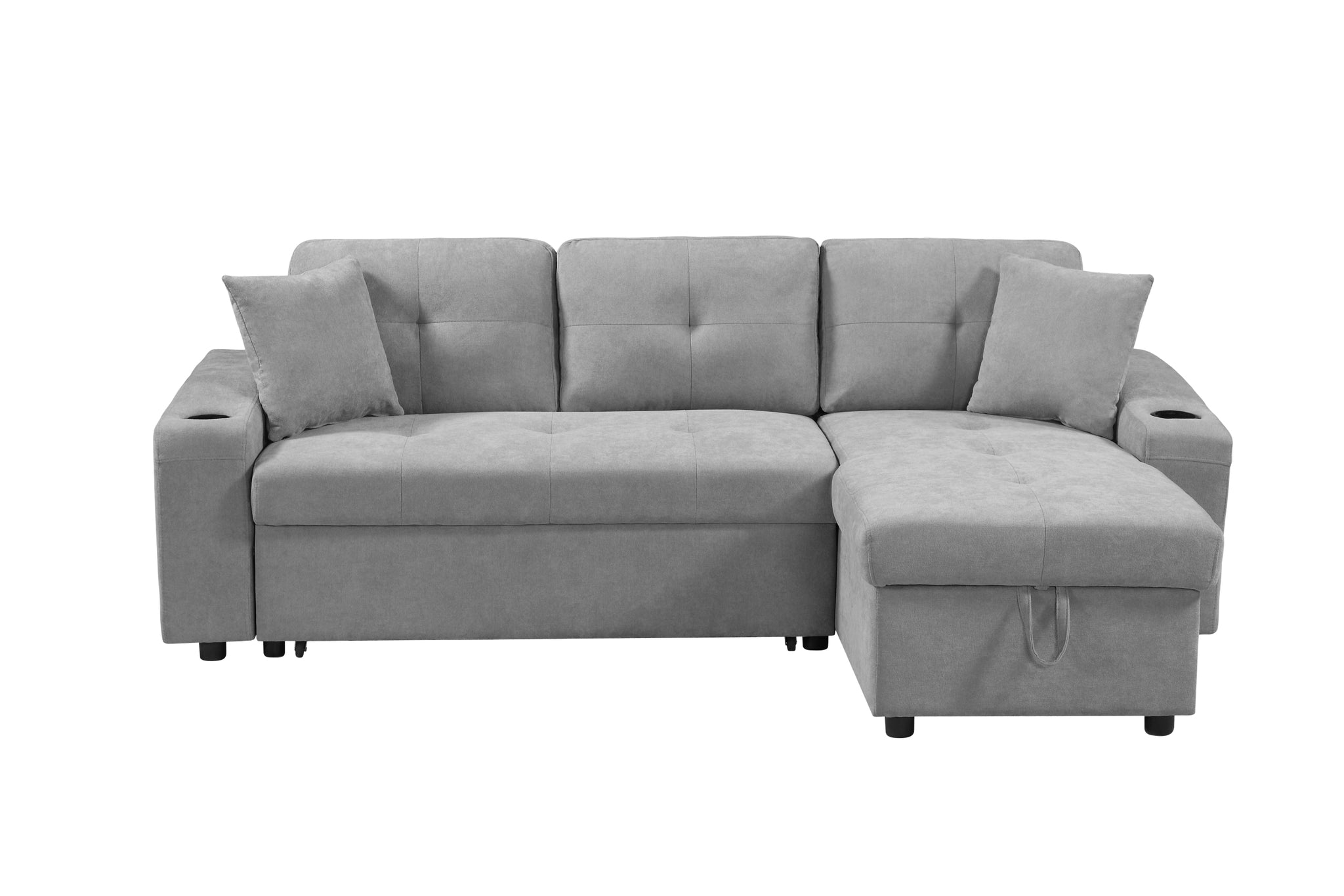 MEGA convertible corner sofa with armrest storage grey-foam-fabric