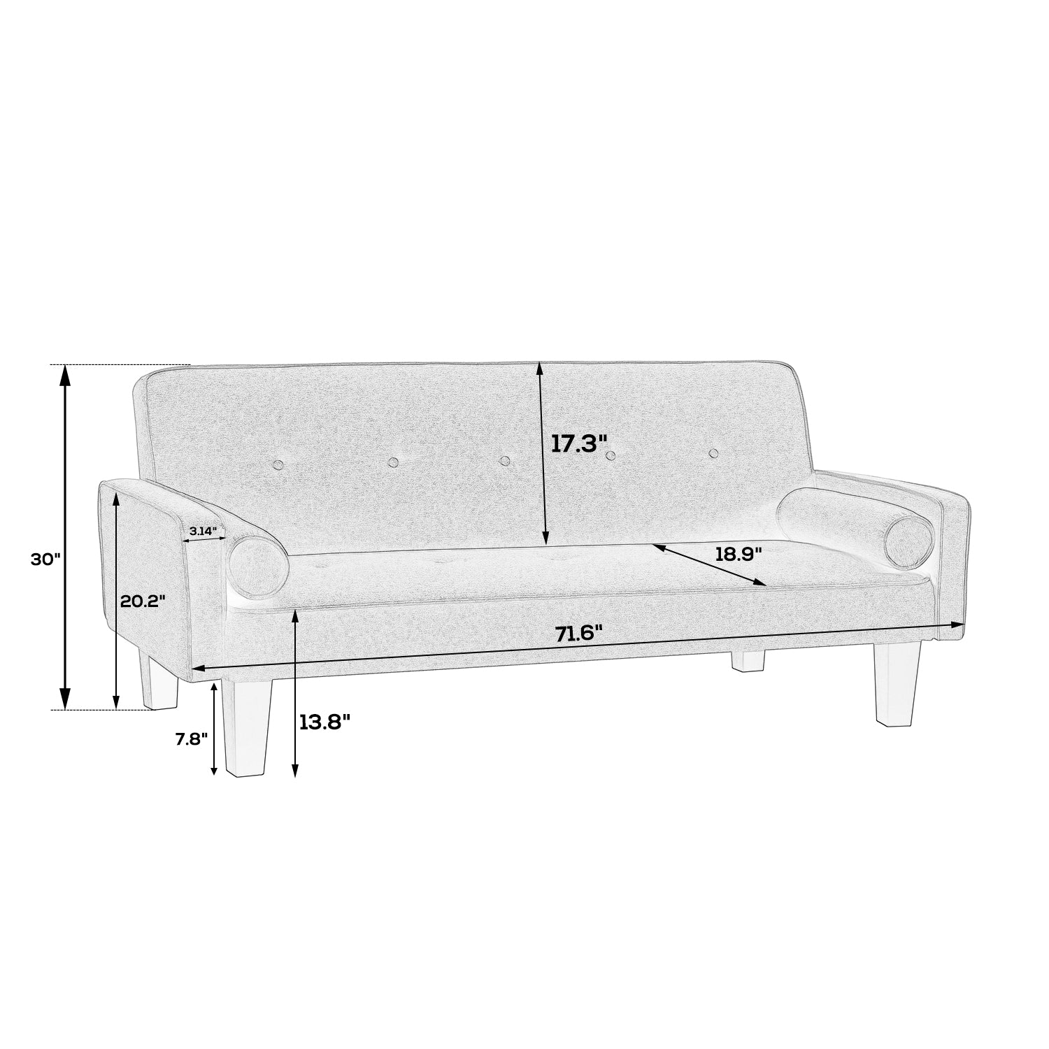 Mega Fabric Sofa, Medievalseat Sofa Furniture, With Pillows, Living Room Button Tufted Sofa, Pull Point Design Dark Grey Foam Fabric