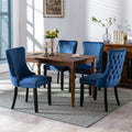 Upholstered Wing Back Dining Chair With Backstitching Trim And Solid Wood Legs,Set Of 2, Blue,Sw8809Bl, Kd Blue Dining Room American Design Rubberwood Foam Velvet