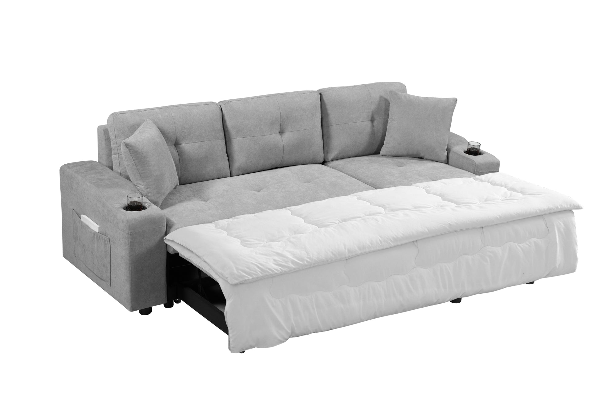 Mega Convertible Corner Sofa With Armrest Storage, Living Room And Apartment Sectional Sofa, Right Chaise Longue And Grey Grey Foam Fabric