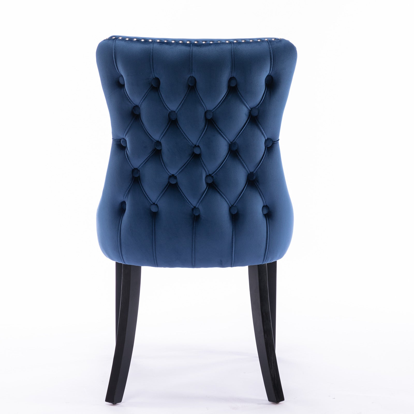 Upholstered Wing Back Dining Chair With Backstitching Trim And Solid Wood Legs,Set Of 2, Blue,Sw8809Bl, Kd Blue Dining Room American Design Rubberwood Foam Velvet