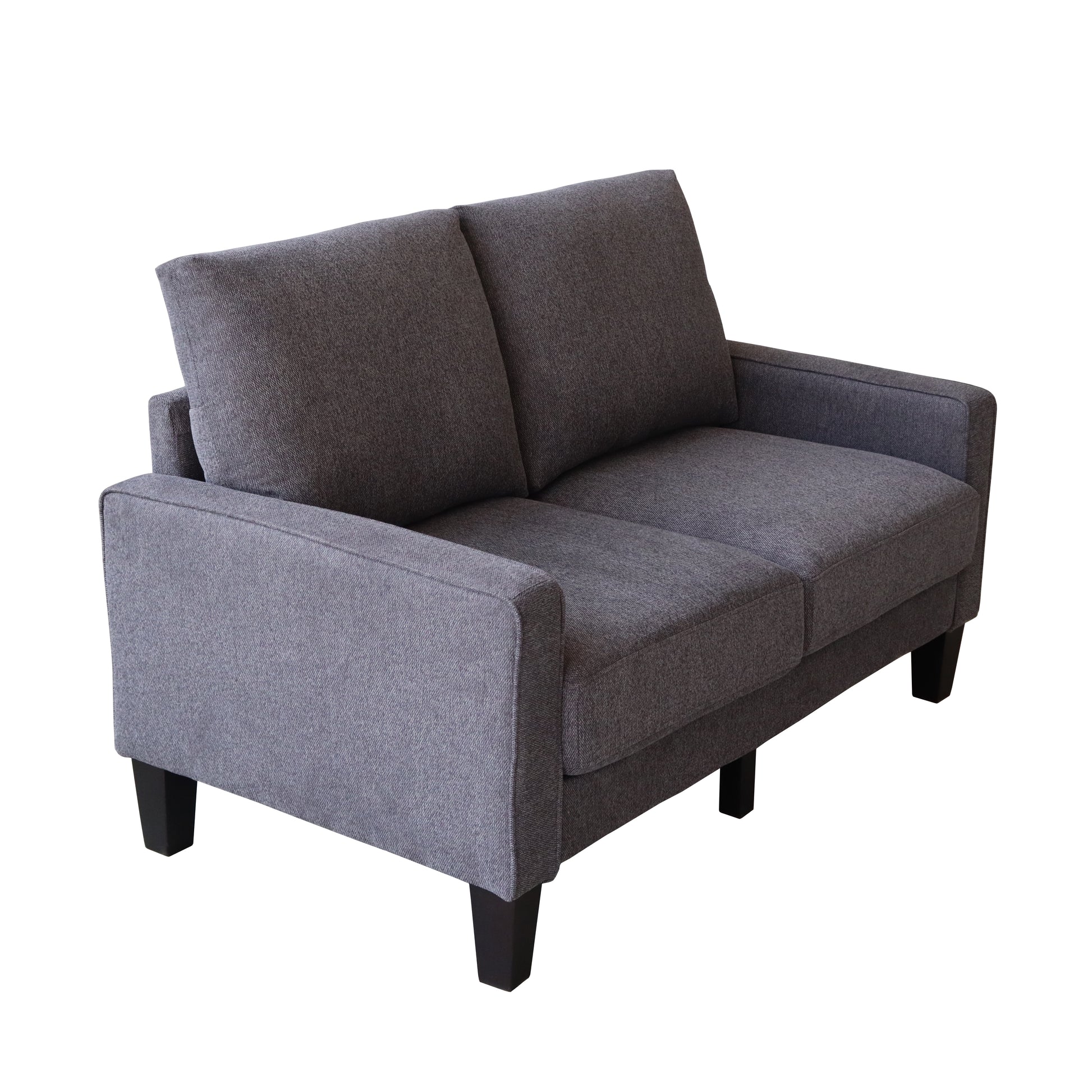 Modern Living Room Furniture Loveseat In Dark Grey Fabric Dark Grey Foam Fabric