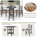 5 Piece Wooden Counter Height Dining Set With Padded Chairs And Storage Shelving Gray Gray Solid Wood