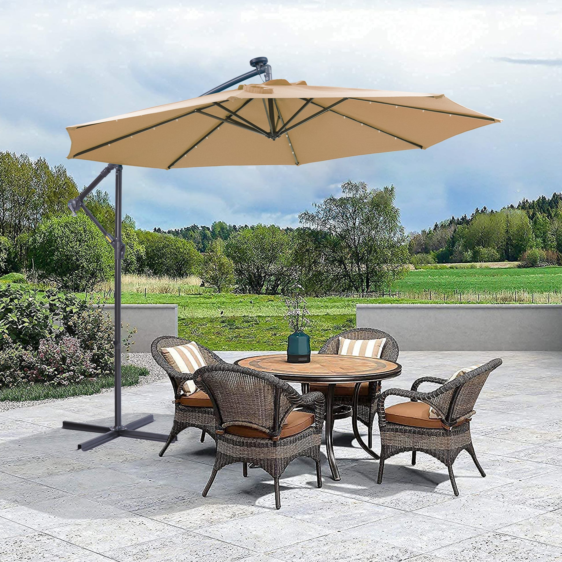 10 Ft Solar Led Patio Outdoor Umbrella Hanging Cantilever Umbrella Off 10 Ft Solar Led Patio Outdoor Umbrella Hanging Cantilever Umbrella Off
