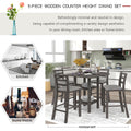 5 Piece Wooden Counter Height Dining Set With Padded Chairs And Storage Shelving Gray Gray Solid Wood