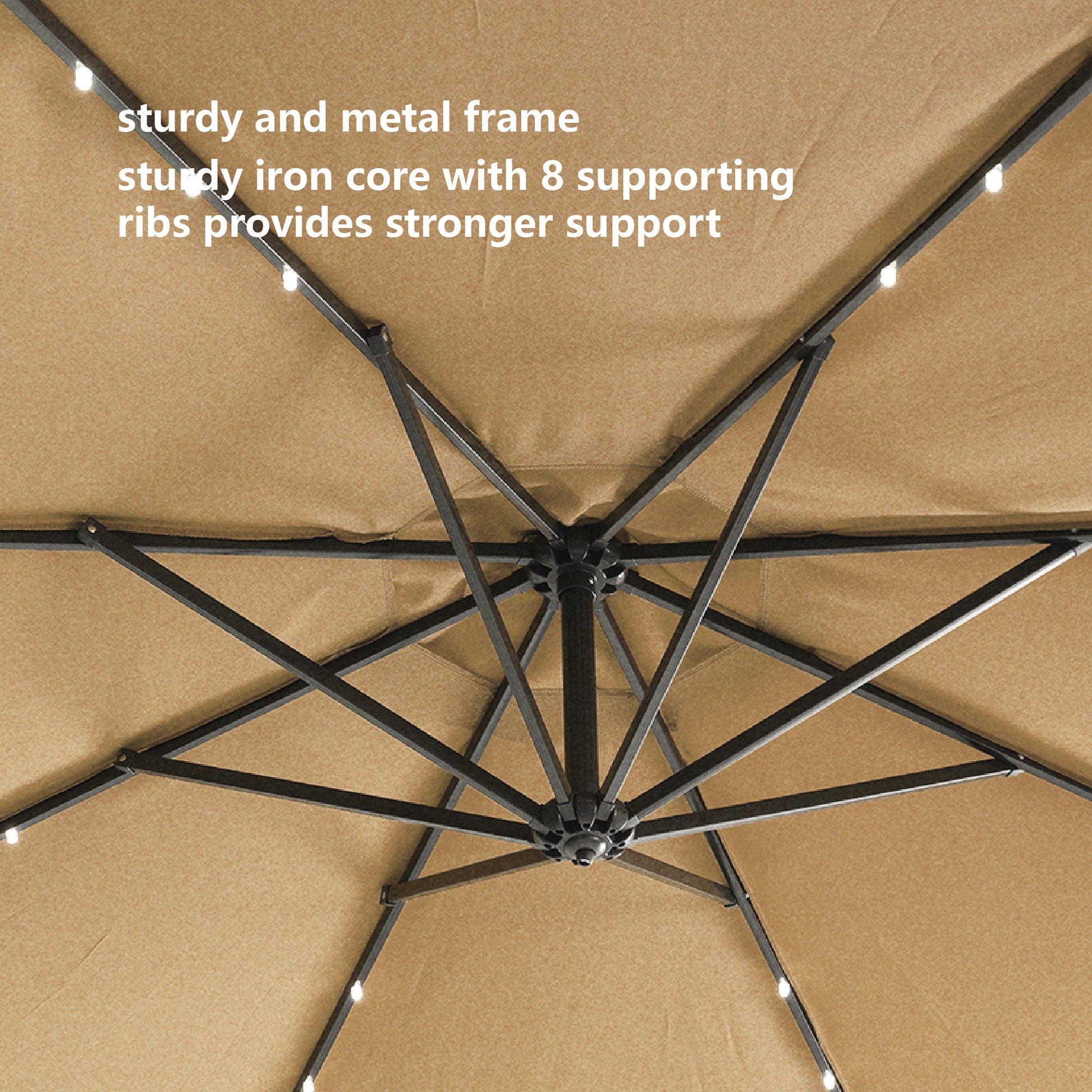 10 hanging patio umbrella brown 10 Ft Solar Led Patio Outdoor Umbrella Hanging Cantilever Umbrella Off