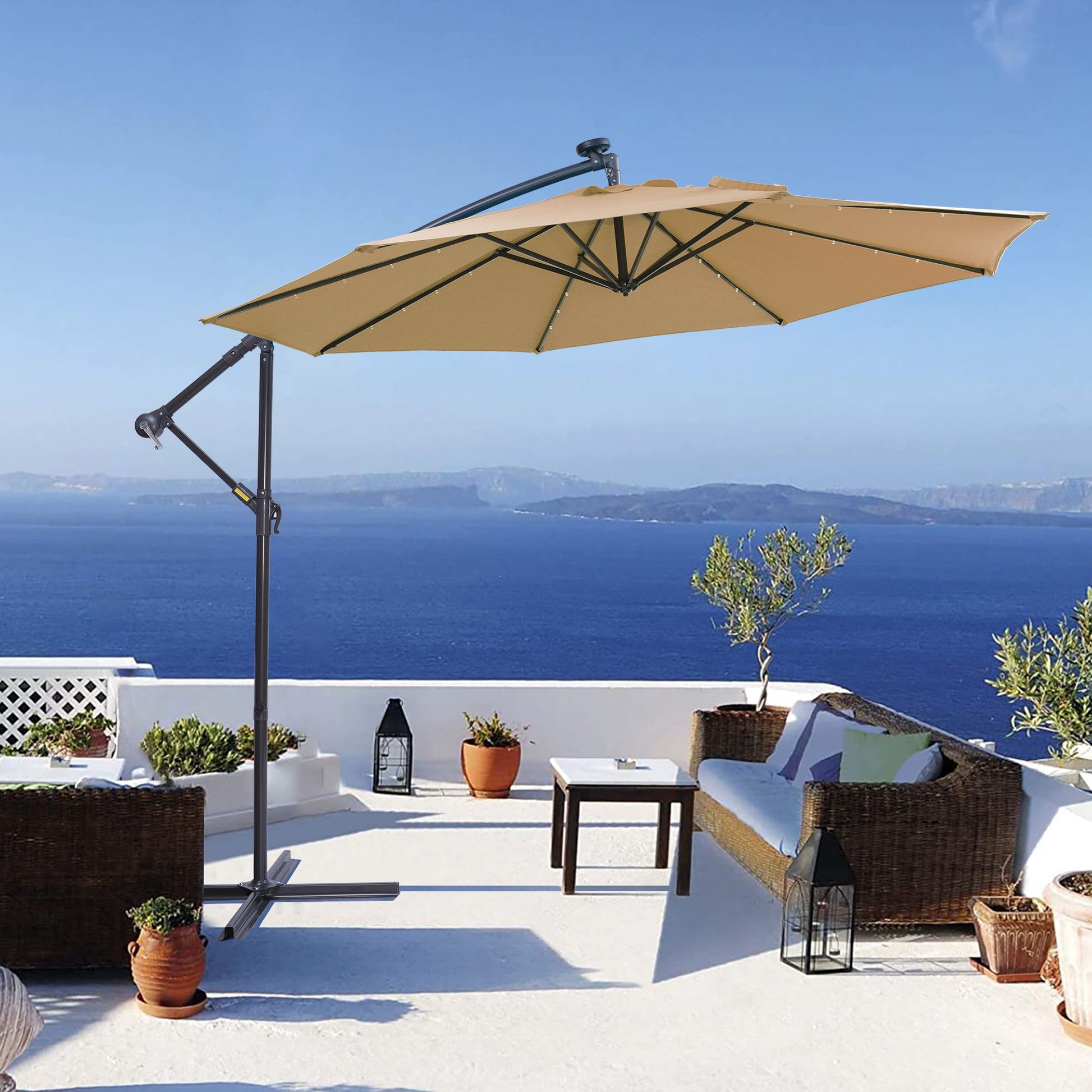 10 Ft Solar Led Patio Outdoor Umbrella Hanging Cantilever Umbrella Off 10 Ft Solar Led Patio Outdoor Umbrella Hanging Cantilever Umbrella Off