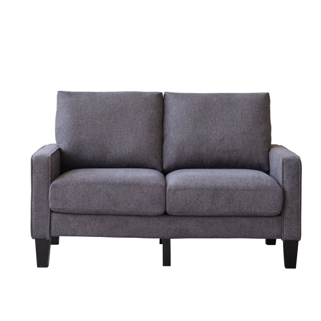 Modern Living Room Furniture Loveseat In Dark Grey Fabric Dark Grey Foam Fabric