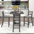 5 Piece Wooden Counter Height Dining Set With Padded Chairs And Storage Shelving Gray Gray Solid Wood