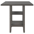 5 Piece Wooden Counter Height Dining Set With Padded Chairs And Storage Shelving Gray Gray Solid Wood