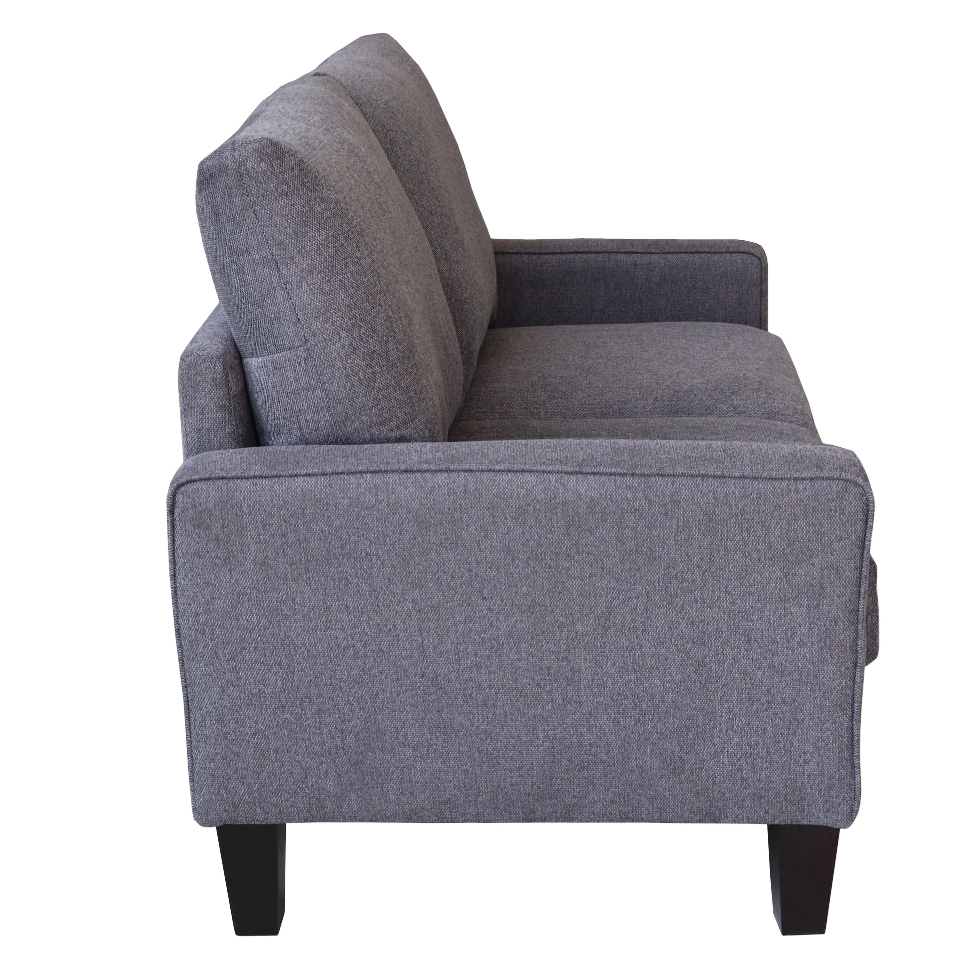 Modern Living Room Furniture Loveseat In Dark Grey Fabric Dark Grey Foam Fabric