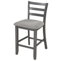 5 Piece Wooden Counter Height Dining Set With Padded Chairs And Storage Shelving Gray Gray Solid Wood