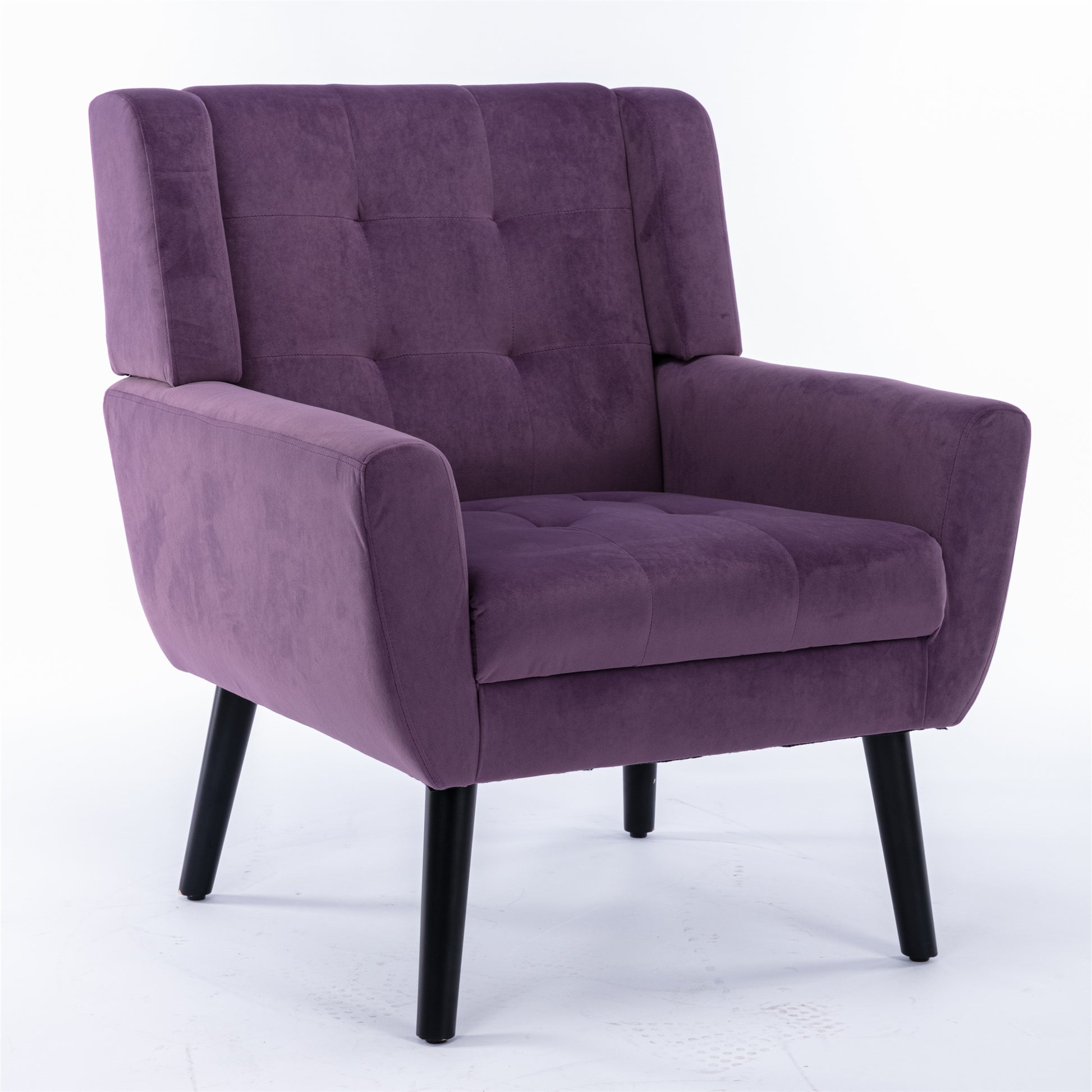 Modern Soft Velvet Material Ergonomics Accent Chair Living Room Chair Bedroom Chair Home Chair With Black Legs For Indoor Home Lavender Purple Foam Upholstered