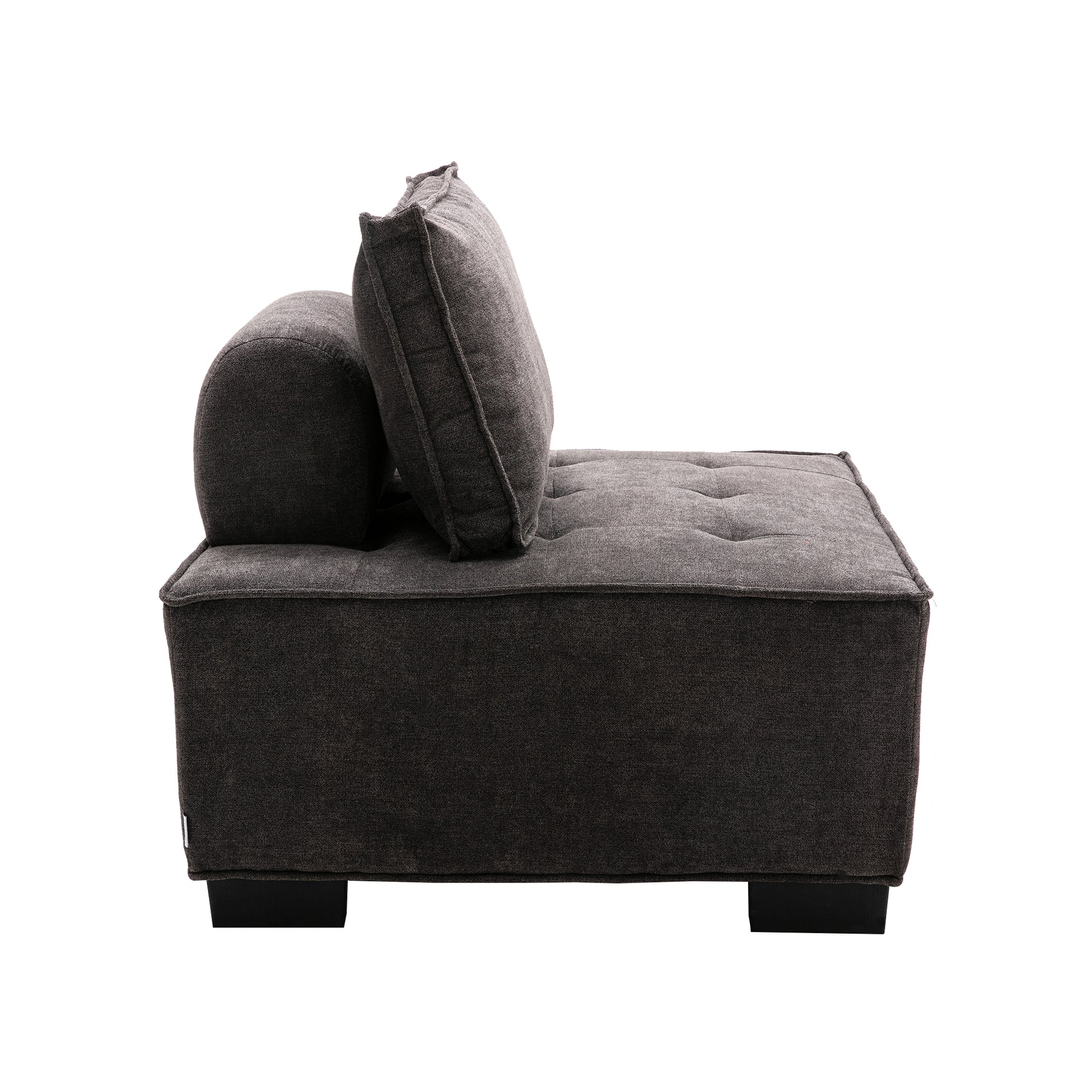Coolmore Modern Upholstered Chair Leisure Sofa Lazy Sofa Plastic Legs And Pillow Removable Armless Accent Chair For Living Room,Bedroom,Office Grey Linen Grey Foam Linen