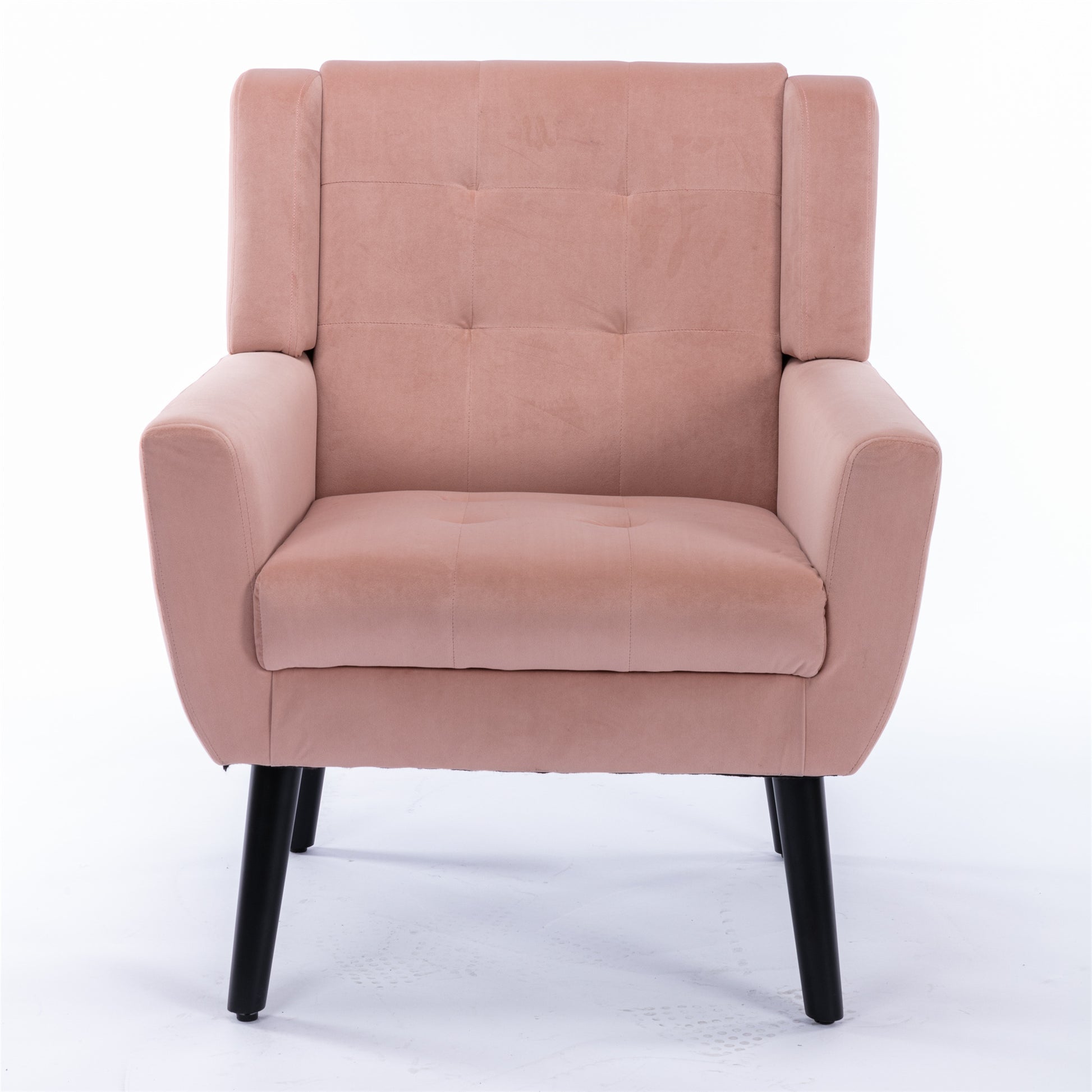 Modern Soft Velvet Material Ergonomics Accent Chair Living Room Chair Bedroom Chair Home Chair With Black Legs For Indoor Home Pink Foam Upholstered