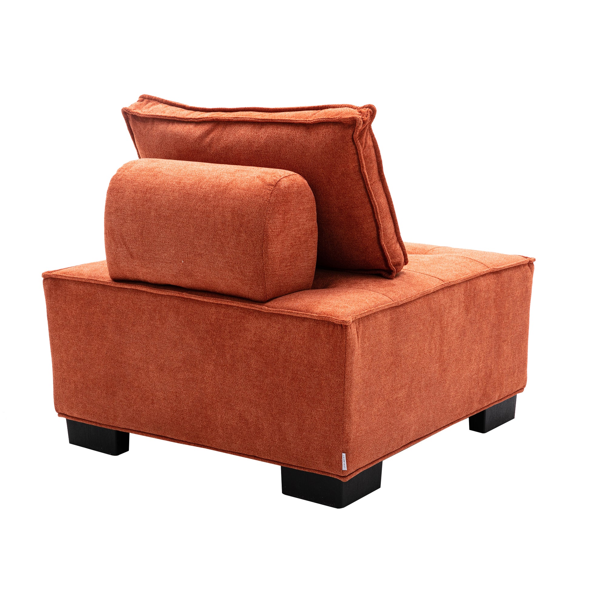 Coolmore Modern Upholstered Chair Leisure Sofa Lazy Sofa Plastic Legs And Pillow Removable Armless Accent Chair For Living Room,Bedroom,Office Orange Linen Orange Foam Linen