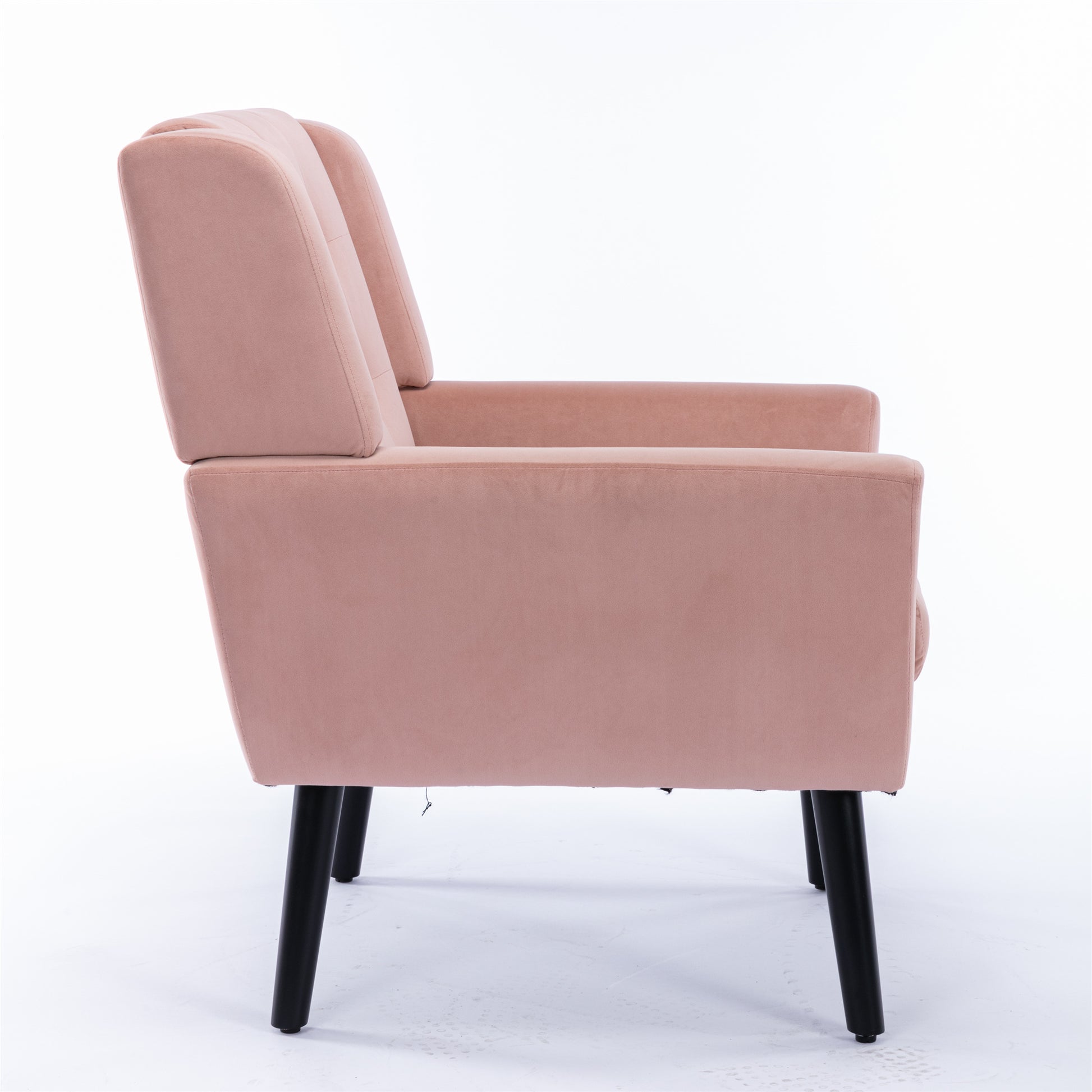 Modern Soft Velvet Material Ergonomics Accent Chair Living Room Chair Bedroom Chair Home Chair With Black Legs For Indoor Home Pink Foam Upholstered